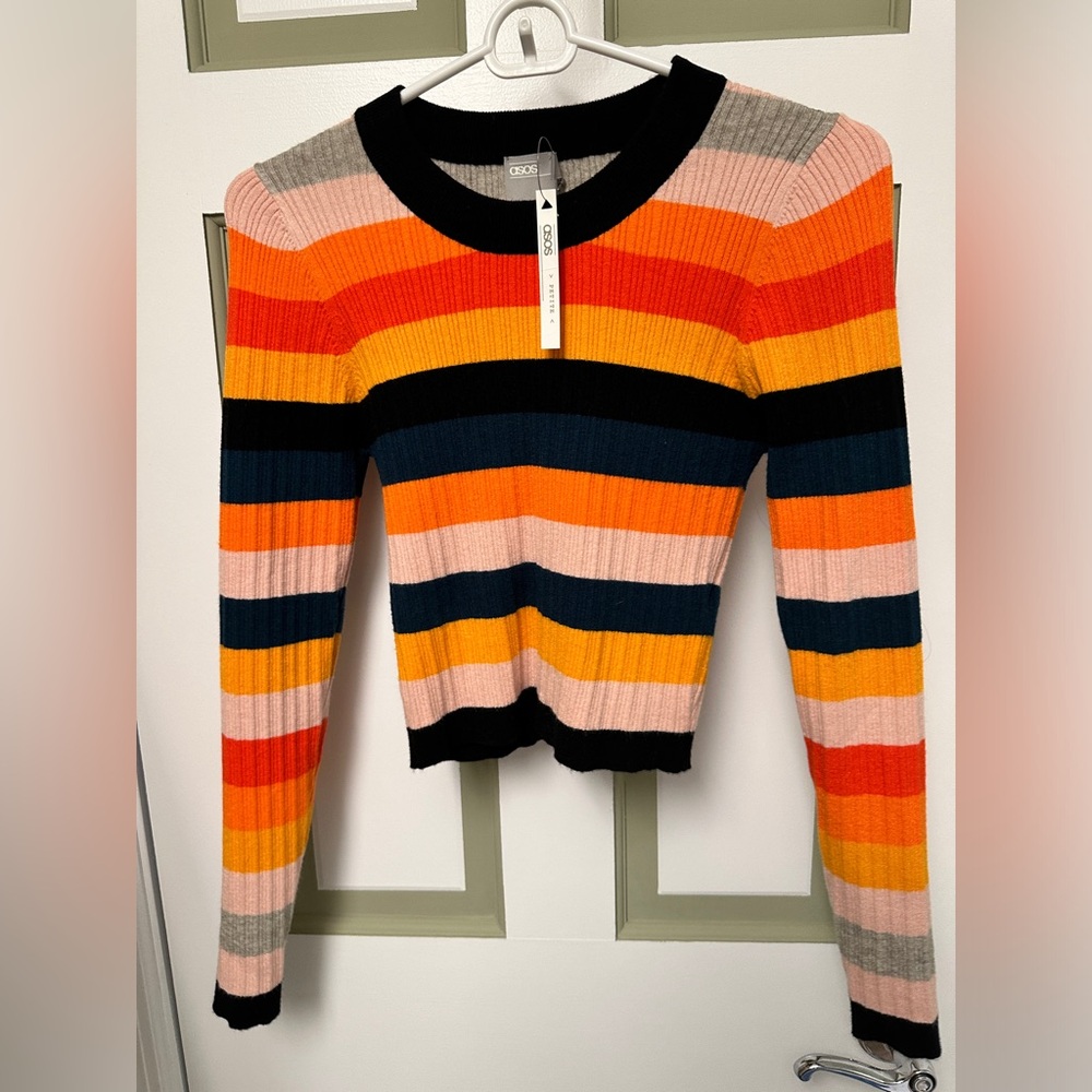 Nwt ASOS cropped stripe stretch sweater